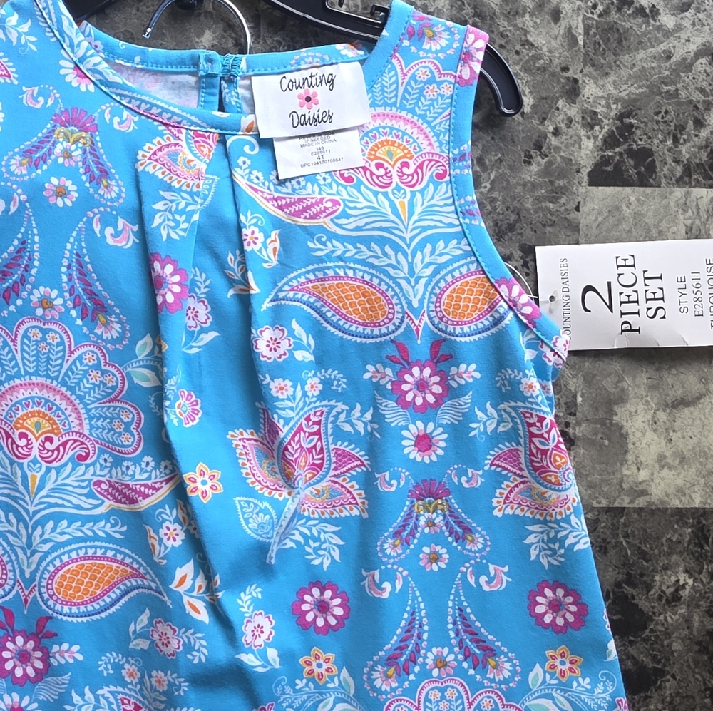 Counting Daisies Kids Matching Set - Blue and Paisley Patterned